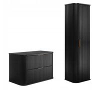 RODAN Ensemble de Meubles de Salle de Bain - ELEGANCE Meuble pour Vasque à Poser et Armoire Murale - noir - 80 cm