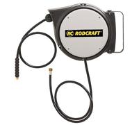 Rodcraft SAR31 Enrouleur de tuyau, longueur de tuyau 10 m (polyuréthane, diamètre intérieur 8 mm, paroi 4 mm), pression de travail maximale 15 bar pour air comprimé/eau, 1/4" BSP, boîtier en aluminium