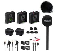 Rode - Kit de microphone sans fil Pro avec adaptateur manuel Interview GO et protection contre le vent en fourrure Keepdrum - Noir