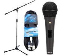 Rode M1-S Microphone dynamique pour chant et performances en direct avec pied de microphone Keepdrum et câble