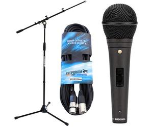 Rode M1-S Microphone dynamique pour chant et performances en direct avec pied de microphone Keepdrum et câble
