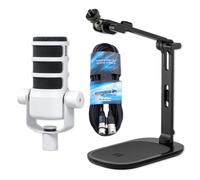 Rode Microphone Podmic blanc avec trépied de table DS-3 et câble Keepdrum