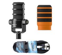 Rode Microphone Podmic USB avec protection anti-pop WS14O Orange et câble XLR Keepdrum
