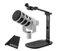 Rode Microphone Podmic USB blanc avec trépied de table DS-3 et chiffon Keepdrum