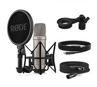 Rode NT1 5ème génération XLR USB Microphone de studio argenté + support Keepdrum MSA033