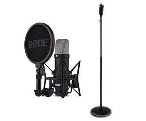 Rode NT1 Signature Black Microphone de studio avec pied Keepdrum à une main