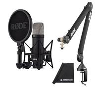 Rode NT1 Signature Black Microphone de studio + PSA-1 + trépied à bras articulé + chiffon en microfibre Keepdrum
