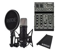 Rode NT1 Signature Black Microphone de studio + table de mixage ART USBMix4 + chiffon en microfibre Keepdrum