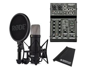 Rode NT1 Signature Black Microphone de studio + table de mixage ART USBMix4 + chiffon en microfibre Keepdrum