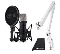 Rode NT1 Signature Black Studio Microphone + PSA-1 + bras articulé blanc + chiffon microfibre Keepdrum