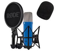 Rode NT1 Signature Cobalt Microphone de studio Bleu cobalt avec protection anti-pop Keepdrum WS02
