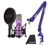 Rode NT1 Signature Microphone de studio violet avec trépied PSA1+ à bras articulé violet et chiffon microfibre Keepdrum