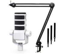 Rode Podmic Microphone professionnel pour podcast Blanc + bras articulé Keepdrum MS138