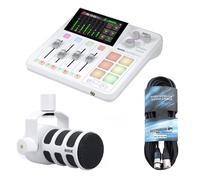 Rode Rodecaster Duo Audio Production Studio pour podcasts, streaming, contenu Creation, blanc, microphone Podmic blanc et câble de microphone XLR Keepdrum