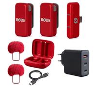 Rode Système de micro sans fil USB-C pour smartphones Rouge avec bloc d'alimentation Keepdrum