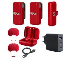 Rode Système de micro sans fil USB-C pour smartphones Rouge avec bloc d'alimentation Keepdrum