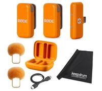 Rode Système de micro sans fil USB-C sans fil pour smartphones Orange avec chiffon en microfibre Keepdrum