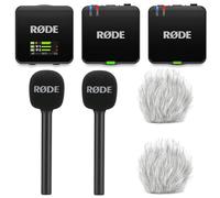 Rode Système de microphone sans fil GO Gen 3 2 canaux avec 2 adaptateurs manuels Interview GO et 2 pare-vent en fourrure Keepdrum
