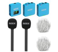 Rode Système de microphone sans fil GO Gen 3 2 canaux, bleu, avec 2 adaptateurs manuels Interview GO et 2 pare-vent en fourrure Keepdrum