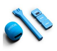 Rode Système de microphone sans fil GO Gen 3 2 canaux bleu avec adaptateur manuel Interview GO bleu et protection contre le vent en fourrure keepdrum