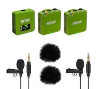 Rode Système de microphone sans fil GO Gen 3 2 canaux, vert, avec 2 microphones Lavalier GO et 2 pare-vent en fourrure Keepdrum