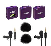 Rode Système de microphone sans fil GO Gen 3, 2 canaux, violet, avec 2 microphones Lavalier GO et 2 pare-vent en fourrure Keepdrum