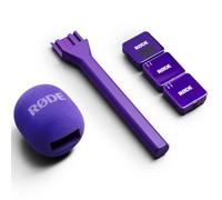 Rode Système de microphone sans fil GO Gen 3, 2 canaux, violet, avec adaptateur manuel Interview Go, violet et protection contre le vent en fourrure keepdrum