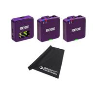 Rode Système de microphone sans fil GO Gen 3, 2 canaux, violet, avec chiffon en microfibre Keepdrum