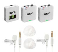 Rode Système de microphone sans fil GO Gen 3 à 2 canaux, blanc, avec 2 microphones Lavalier GO blanc et 2 pare-vent en fourrure Keepdrum WH