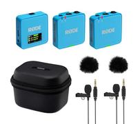 Rode Système de microphone sans fil GO Gen 3 à 2 canaux, bleu, avec étui de charge, 2 microphones Lavalier GO et 2 pare-vent en fourrure