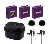 Rode Système de microphone sans fil GO Gen 3 à 2 canaux, violet, avec étui de charge, 2 microphones Lavalier GO et 2 pare-vent en fourrure