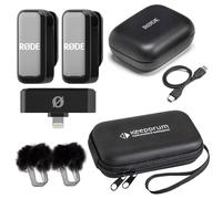 Rode Système de microphone sans fil micro sans fil iOS Light-ning avec étui souple Keepdrum