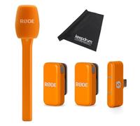Rode Système de microphone sans fil Micro sans fil USB-C Orange avec adaptateur micro main Interview Orange et chiffon Keepdrum