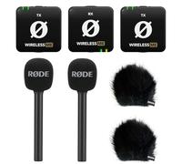 Rode Système sans fil ME double microphone + 2 adaptateurs manuels Interview GO + 2 pare-vent en fourrure Keepdrum BK