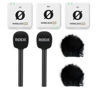 Rode Système sans fil ME double microphone sans fil blanc + 2 adaptateurs manuels Interview GO + 2 pare-vent en fourrure Keepdrum BK