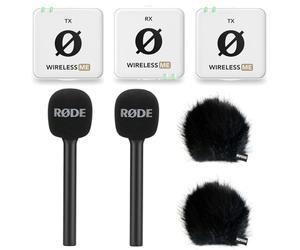 Rode Système sans fil ME double microphone sans fil blanc + 2 adaptateurs manuels Interview GO + 2 pare-vent en fourrure Keepdrum BK