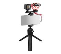 RØDE Le kit Vlogger de RØDE est un kit complet de réalisation audiovisuelle mobile avec microphone de haute qualité, trépied, lumière LED et accessoires (édition pour smartphones avec entrée 3,5 mm)