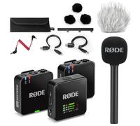 Rode Wireless GO Gen 3 Système de microphone sans fil à 2 canaux avec adaptateur mains Interview GO et protection coupe-vent en fourrure Keepdrum