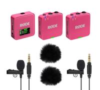 Rode Wireless GO Gen 3 Système de microphone sans fil à 2 canaux Rose avec 2 microphones Lavalier GO et 2 pare-vent en fourrure Keepdrum