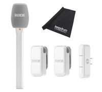 Rode Wireless Micro Système de microphone sans fil USB-C Blanc avec adaptateur main Micro Interview Blanc et chiffon Keepdrum