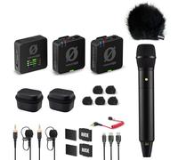 Rode Wireless Pro Kit de microphone numérique sans fil 2 canaux + microphone à main Interview PRO + protection contre le vent Keepdrum en fourrure Noir