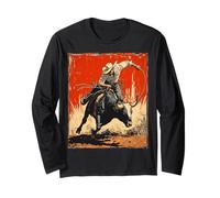 Rodeo Bull Rider Patriotic Cowboy Athletic Sports Rodeo Manche Longue