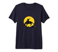 Rodéo Cowboy sur Cheval Sauvage au Clair de Lune T-Shirt Haut de Gamme