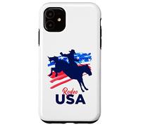 Rodeo Support The Team Rodeo Cowboy Rider Horse Drapeau USA Coque pour iPhone 11