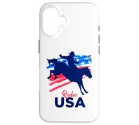 Rodeo Support The Team Rodeo Cowboy Rider Horse Drapeau USA Coque pour iPhone 16