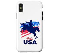 Rodeo Support The Team Rodeo Cowboy Rider Horse Drapeau USA Coque pour iPhone X/XS