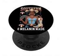 Rodéo Western Texas Cowgirl Noir fabriqué par Southern & Melanin PopSockets PopGrip Adhésif