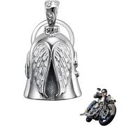 RODISHOMM Guardian Bell - Sonnette de moto ange gardien en acier inoxydable - Porte-clés de moto - Porte-bonheur pour motards - Cloche de moto comme talisman - Cloche de protection portable pour la