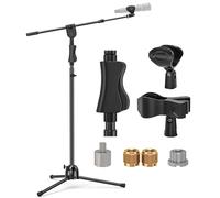 Rodison Support Microphone à Pied, Trépied avec Perche, Pinces et Adaptateur, Support Microphone Robustes et Réglable pour Performance, Chant, Discours, Mariage, Scène et Extérieur