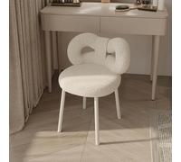 Rodiuiu Chaise de vanité en Velours, Tabouret de vanité avec Dossier à Bowknot, sans Chaise de Maquillage de Roues pour Fille, Coussinets à Pied réglables Chaise de vinaigre Blanc